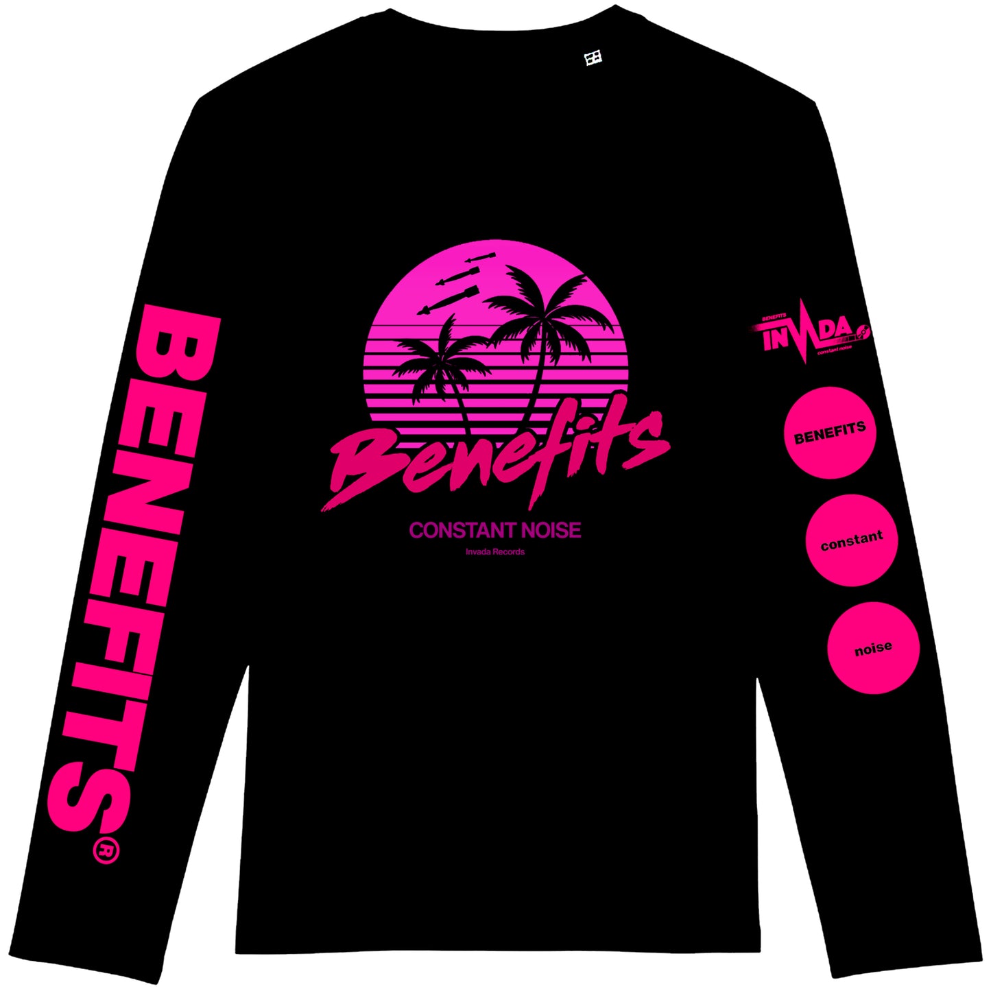 [Pre-Order] Benefits - Constant Noise Long Sleeve Exclusive T-Shirt [Black w/ Two Colour Print]